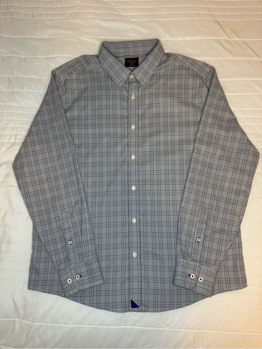Untuckit Slim-fit Tan Green Blue Plaid Button-Down Men's Shirt XXL